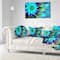 Designart - Massive Blue Green Fractal Flower - Floral Canvas Art Print